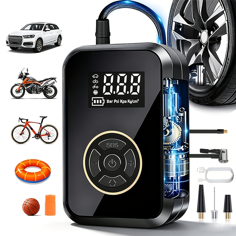 TEMU 18 Cylinders Tire Inflator, Portable Air Compressor, 180 Psi And 3xfaster Portable Car Tire Air Compressor With Digitalmanometer, Powerful