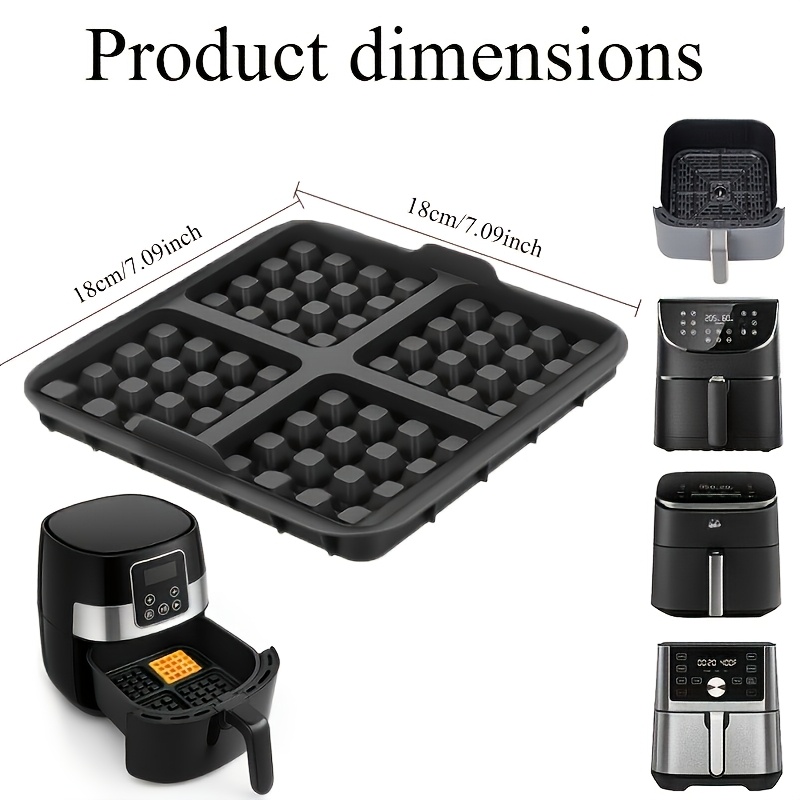 Image of 1pc Square Waffle Molds - Non Stick Baking Tray Suitable For Most 4-7qt Air Fryers | Reusable , Pancakes, And | Dishwasher Safe