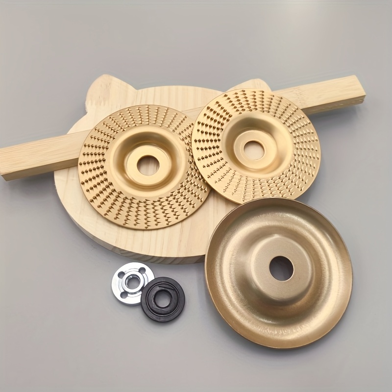 5pcs Wood Carving Disc Set, Compatible With 4-inch Angle Grinder, Wood Grinding Discs - 3 Grinding Discs + 2 Grinder Backing Pads, Tool Accessories