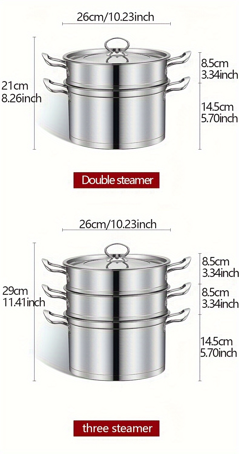 versatile stainless steel steamer pot with dual handles large capacity multi layer design for steaming cooking dishwasher safe   home parties camping and rvs details 9