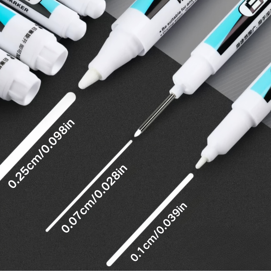 

3pcs/set Permanent White Marker Pens, Long Headed Marker Pen, Ideal For Fine , Diy, Painting, Glass, Tire Graffiti, And Other Surface , Quick-dry, Waterproof, Oil-resistant, Non-fading ( Sizes), Gift