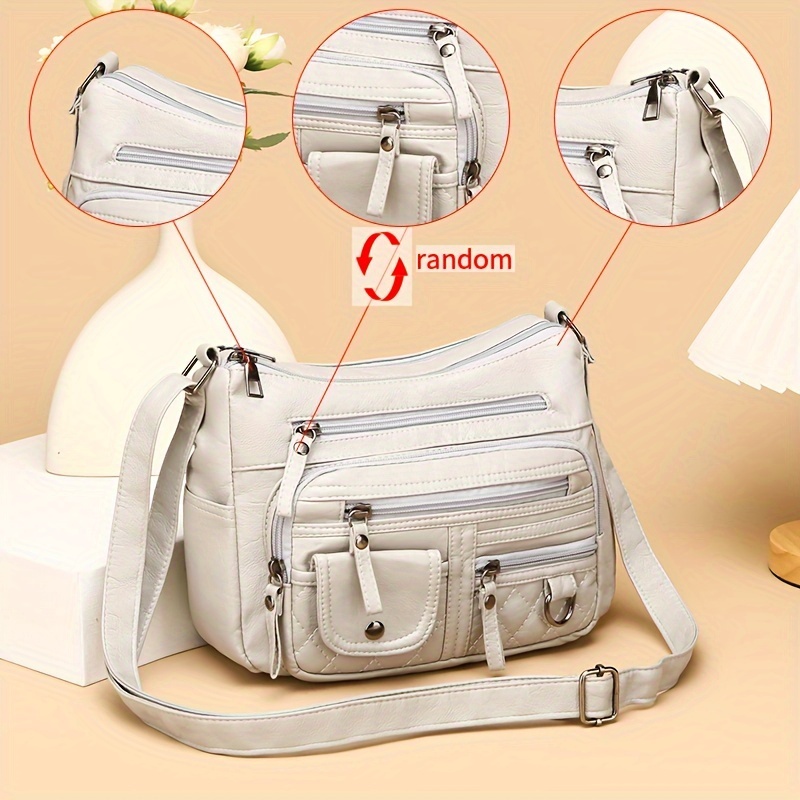 8115 Large Capacity Solid Single Shoulder Crossbody Bag (flower Shape Random, Shoulder Strap Random, Zipper Pull Random)