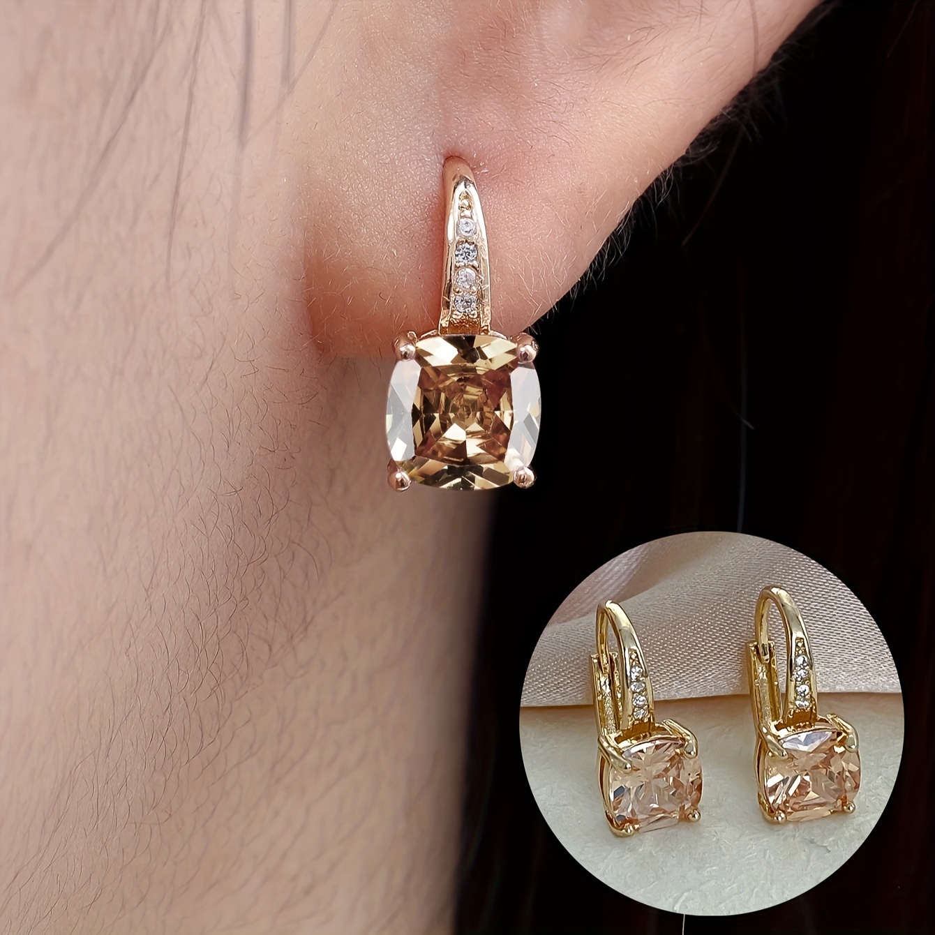 

Elegant Simple Drop & Dangle Earrings - Copper With Synthetic Cubic Zirconia, For Daily & Party Wear, Accessory