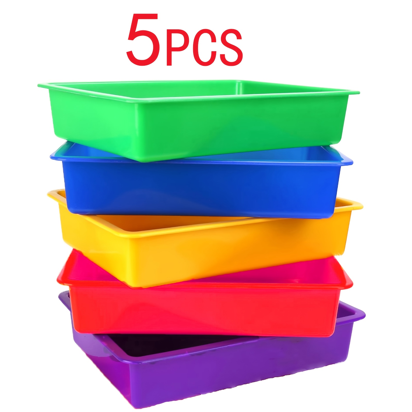 5pcs Storage Bins, Plastic Stackable Storage Trays, File Organization Plastic Art Trays, A4 Size Flat Storage Trays, Suitable For Office And Home Storage (13.19 X 9.84 X 2.95 Inches)