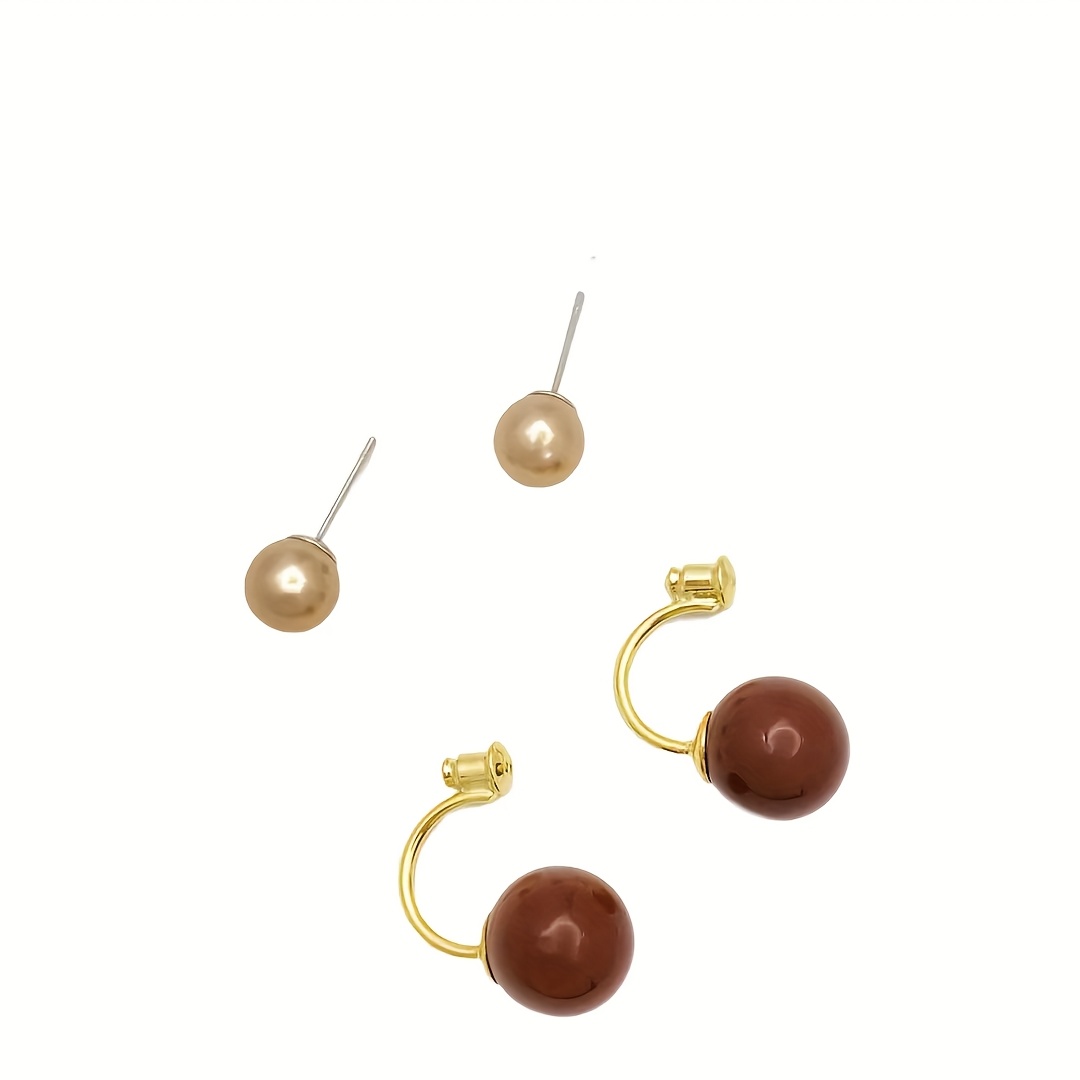 TEMU 1 Pair Of Earrings, Bohemian Style, Round Earrings For Women, Autumn And Winter Niche Design, High-end Ear Studs, Light Luxury Temperament Ear