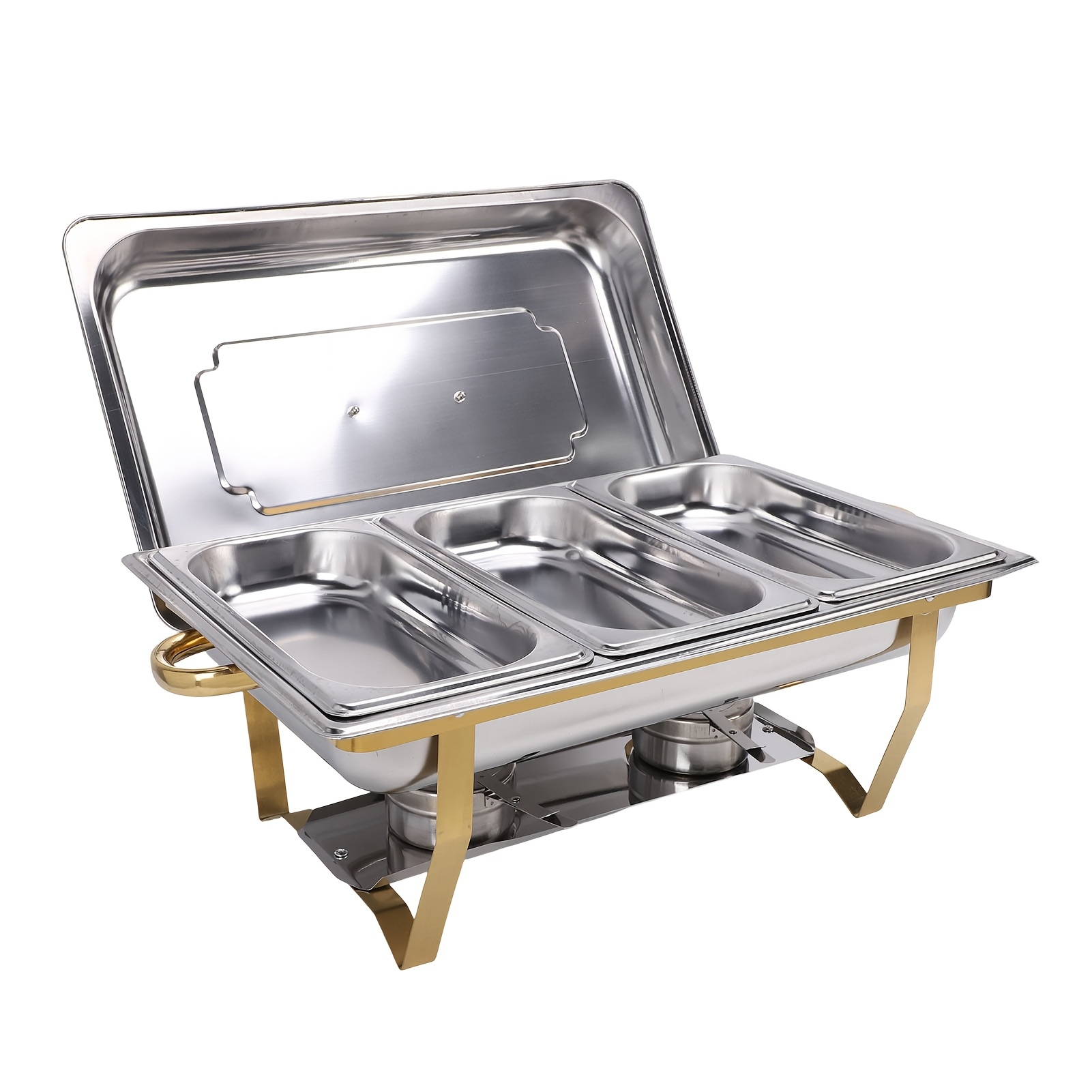 TEMU Chafing Dishes Buffet Rectangular Full Size Stainless Steel Catering Chafer Food Warmer For Banquet Party Catering Supplies, Cooking
