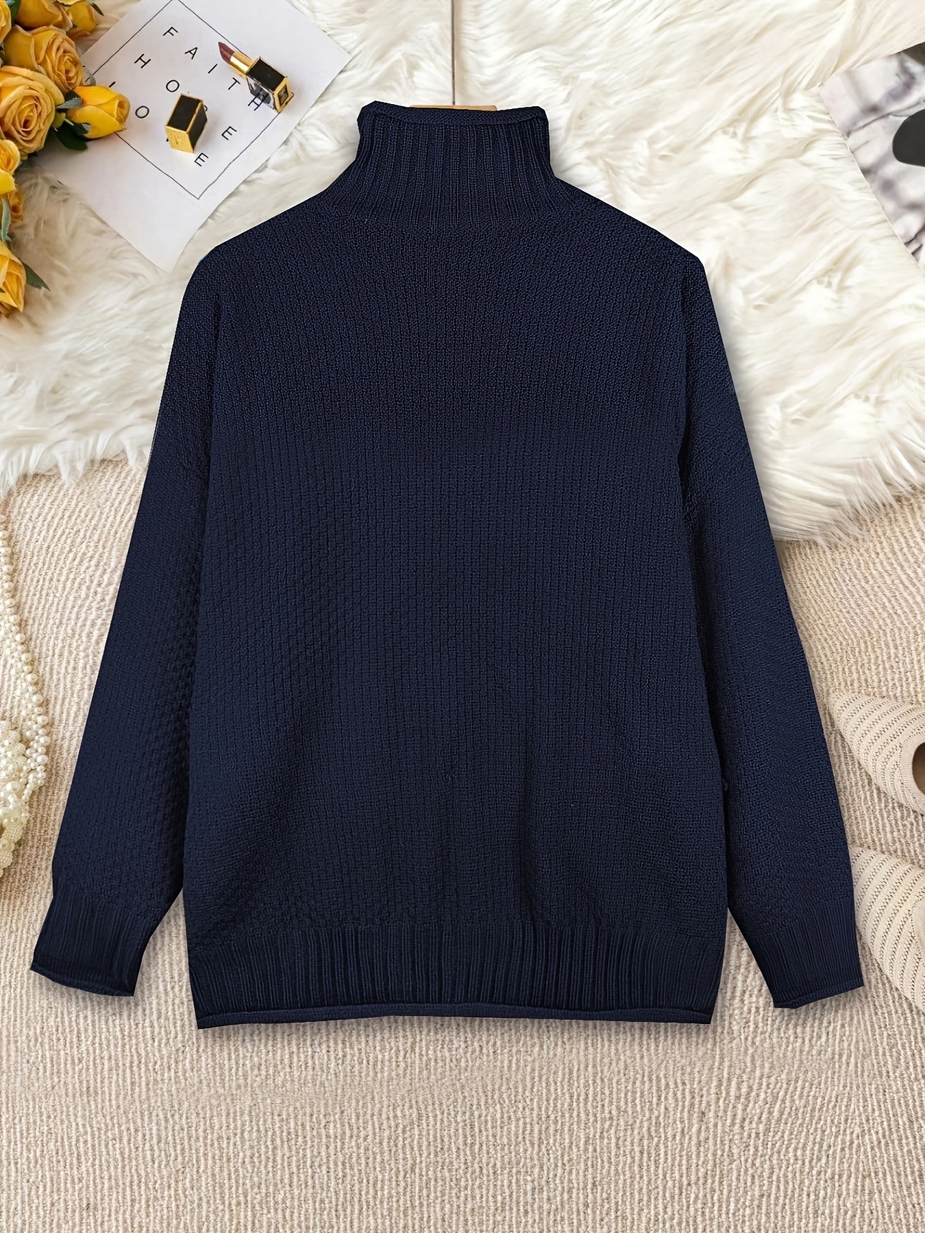 Rollkragenpullover Damen Pullover Elegant Rollkragen Pullover