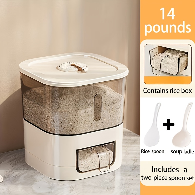 TEMU Automatic Rice Container With Measuring Cup | Large Capacity, Moisture-proof And Airtight Rice Container, Perfect For Storing Rice, Grains,