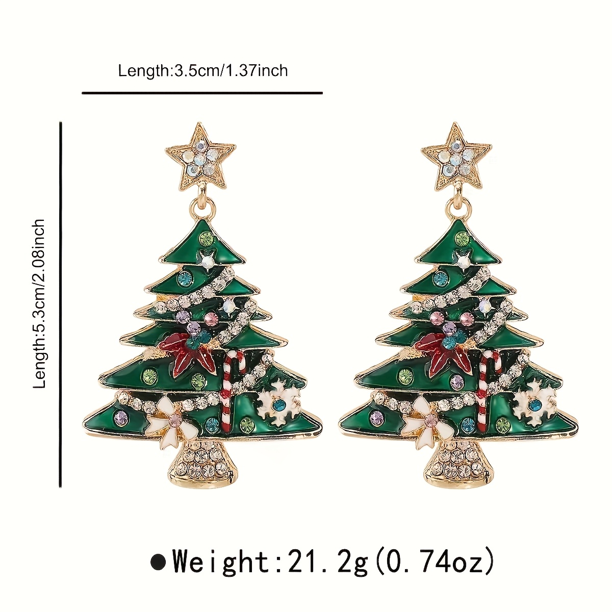 Women's Blingbling Enamel Christmas Tree Dangle Earrings