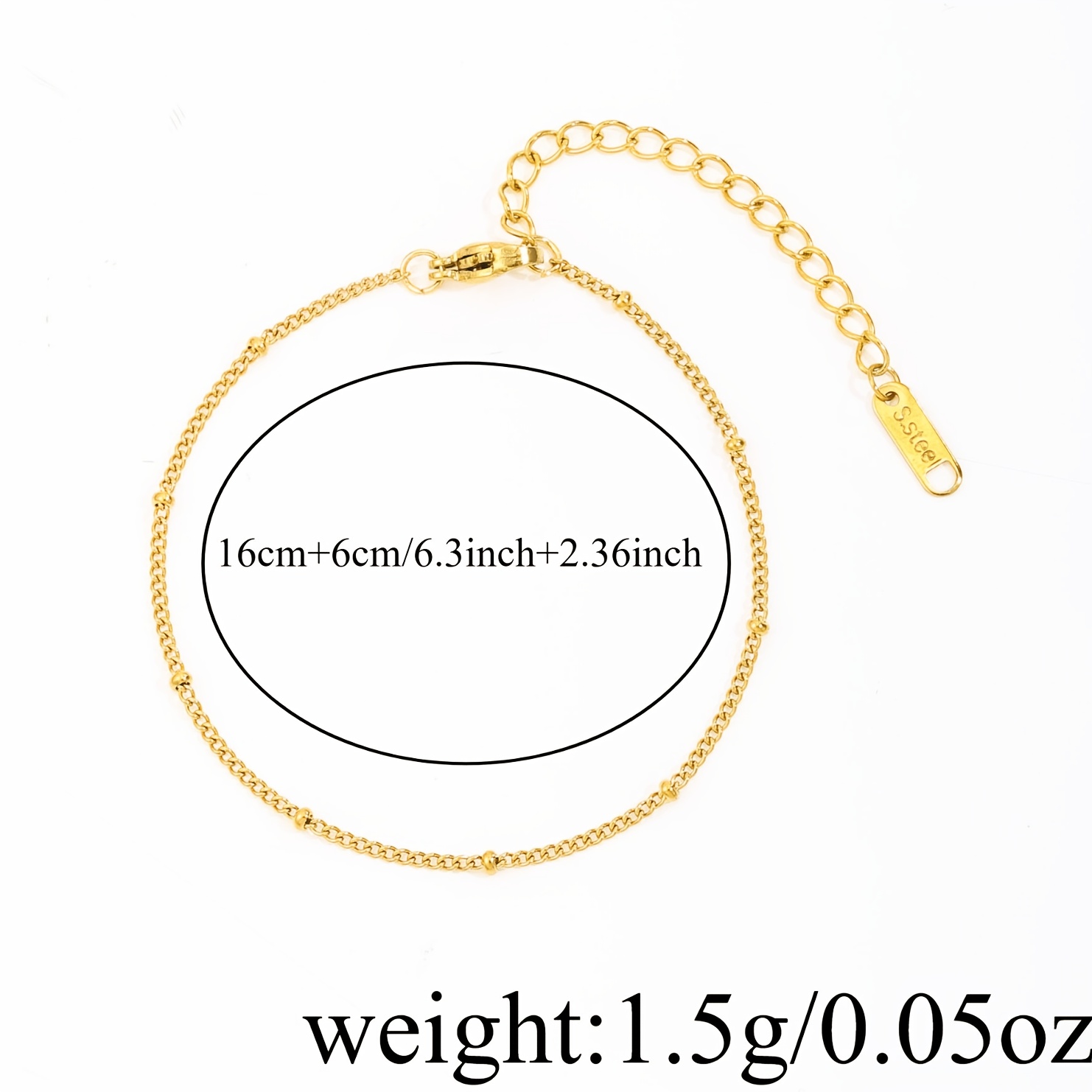 2pc Elegant Stainless Steel Flat Bead Toe Bracelet Set
