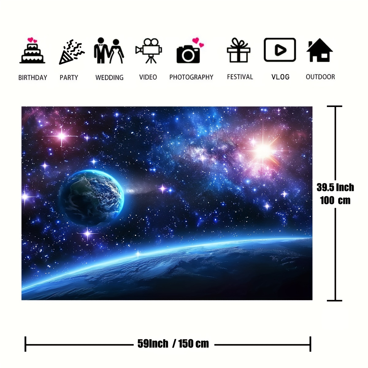 TEMU 1pc, Milky Way Background Universe Background Star Sky Planet Background Earth Shining Photo Video Studio