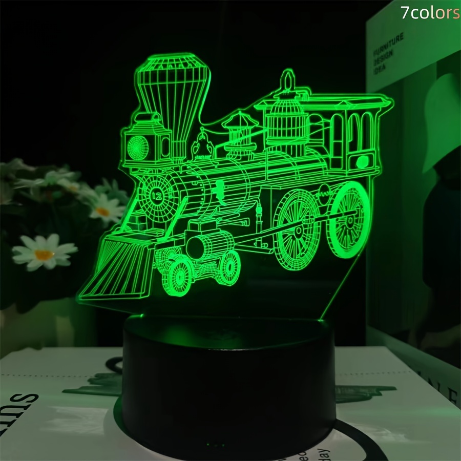 

Soothing 3d Train Led Lamp - Soft, Warm Light With Touch Control & 7 Colors, Perfect For Bedroom Decor & Gifts