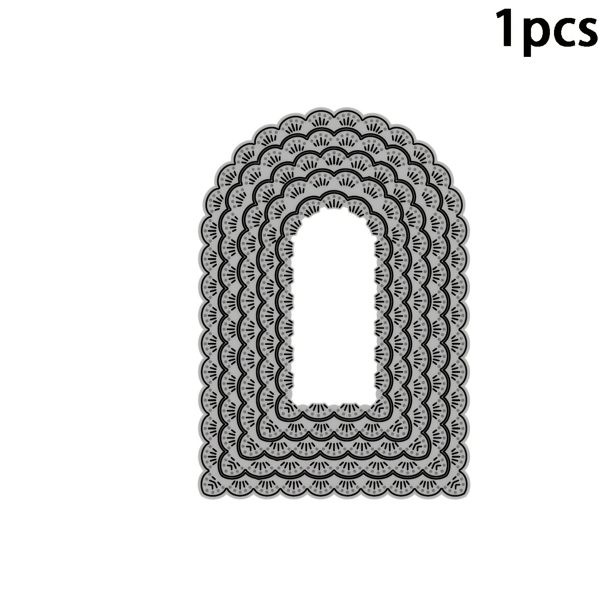 TEMU Scalloped Lace Oval Arch Frame Metal Cutting Dies, Layered Vintage Lace Border Die Cuts, Carbon Steel Template For Diy Scrapbooking, Christmas