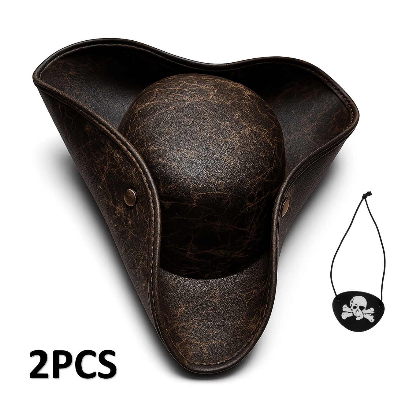 TEMU Hat + Eye Mask 2pcs Pirate Triangle Costume Set, Unisex For Large Head Circumferences, Diy Foldable Pirate Hat, Material, Foldable And Portable,