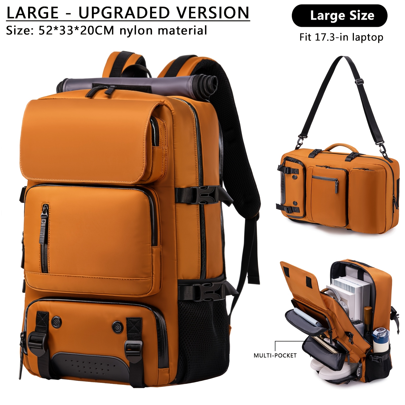 TEMU Mochila Multifuncional de Gran Capacidad 2026, Mochila para Hombre de 3 con Almacenamiento para Zapatos, Mochila de Montañismo para Exteriores