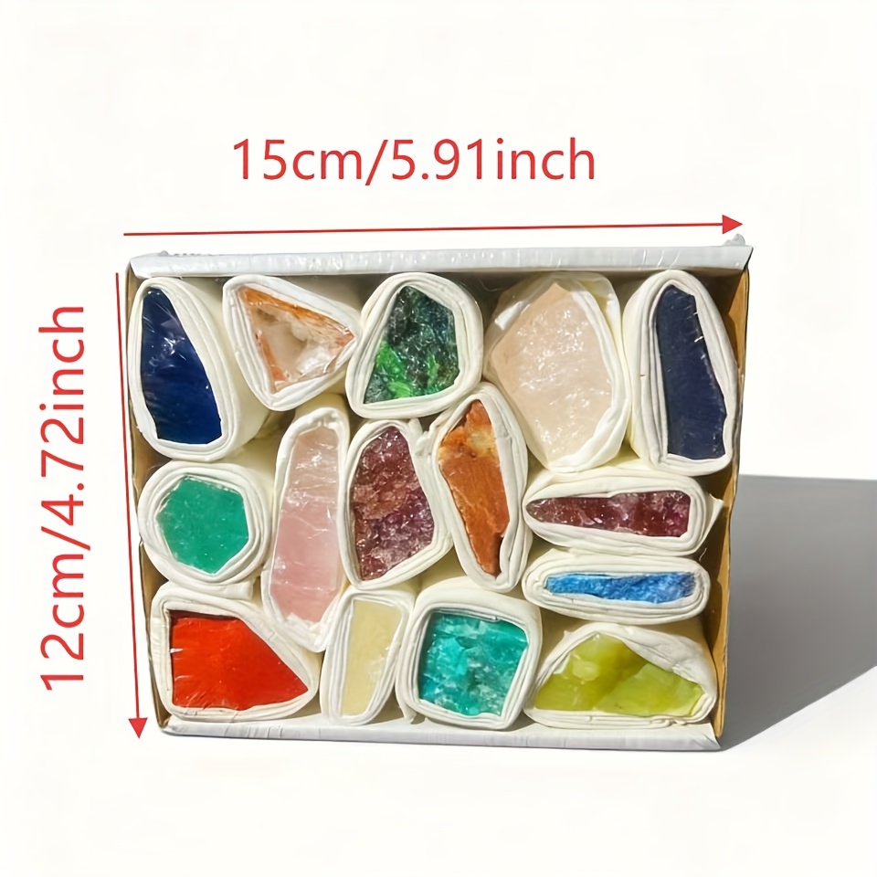 TEMU Natural Crystal Stone Ore Specimen Box, Gift, Science Popularization Teaching, Crystal Set Decoration Crystal Figurines