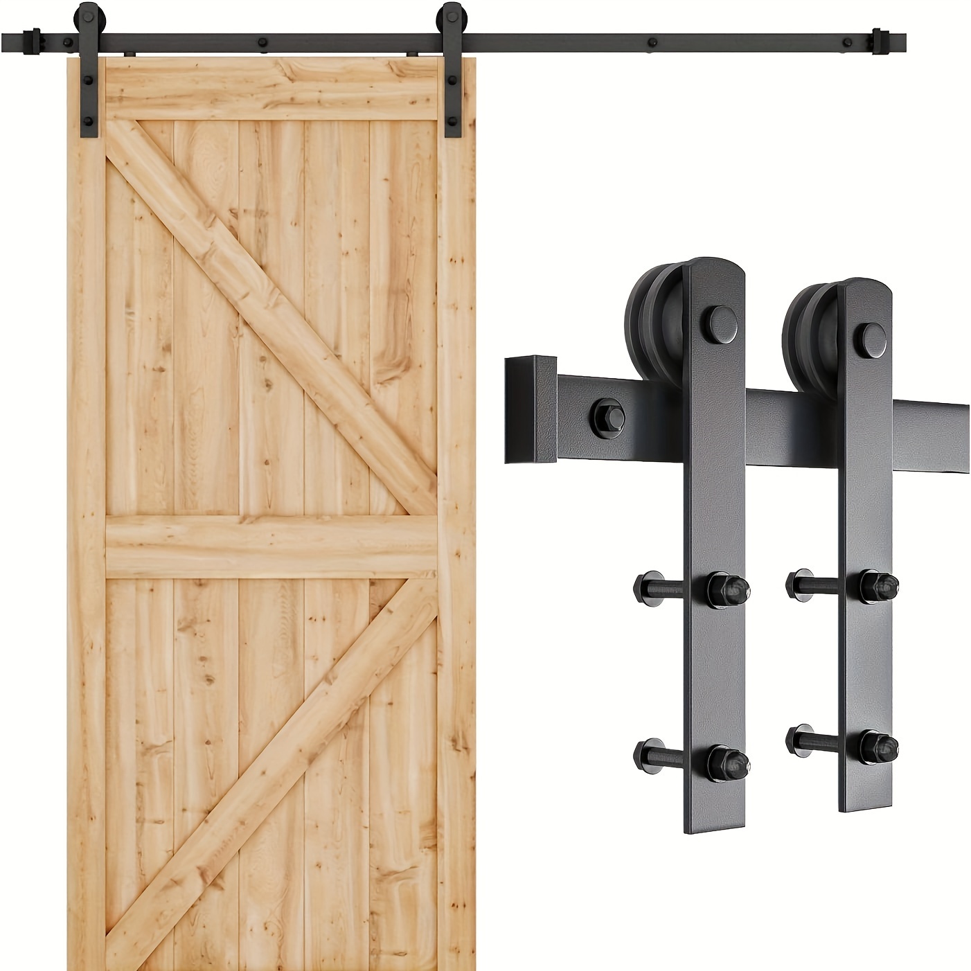 

Barn Door Hardware Kit, Barn Door Track, Sliding Door Hardware Kit, Smoothly And Quietly -heavy Duty Sturdy -easy To Install-fit 1 3/8-1 3/4 Inch Thickness Door Panel (black)(i Shape Hangers)