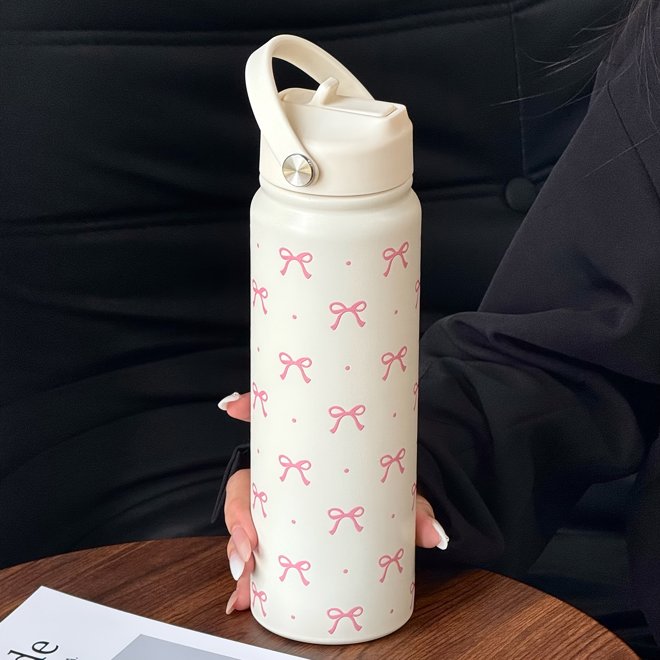 Image of 1pc 800ml Insulated Water Bottle With - Durable & Reusable Minimalist Bottle With Handle For Office Hydration, , Sports, And Camping - Ideal Gift For