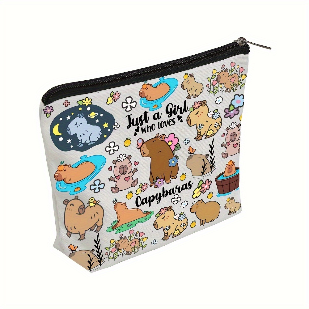 TEMU Cute Capybara Cosmetic Bag Zipper, Makeup For Women, Capybara , - Organizer, 1pc