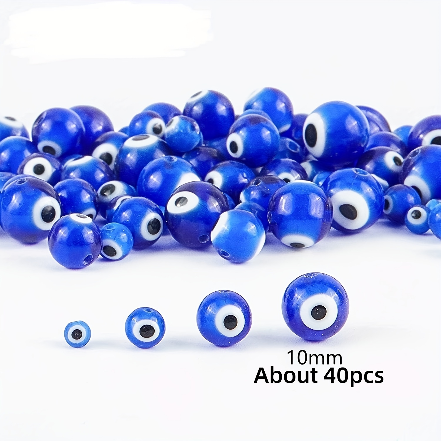 TEMU 40~100pcs Perles de Verre Œil Tout-Puissant , de Perles Charmantes, Convient pour la Fabrication de Bijoux de Collier