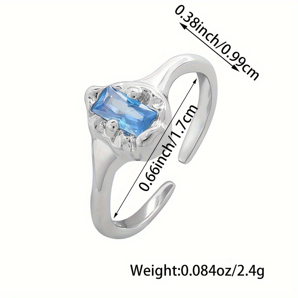 925 Silver Sea Zirconia Open Ring, Irregular Wrinkle Texture Band