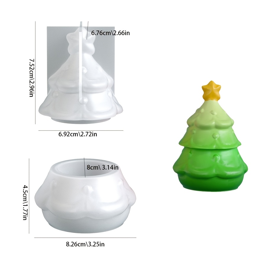 TEMU Diy Clay Mold 2pcs Set 3d Three-dimensional Simulation Christmas Tree Silicone Mold Set Drip Resin Silicone, Gypsum Cement Mold Reused, Easy To
