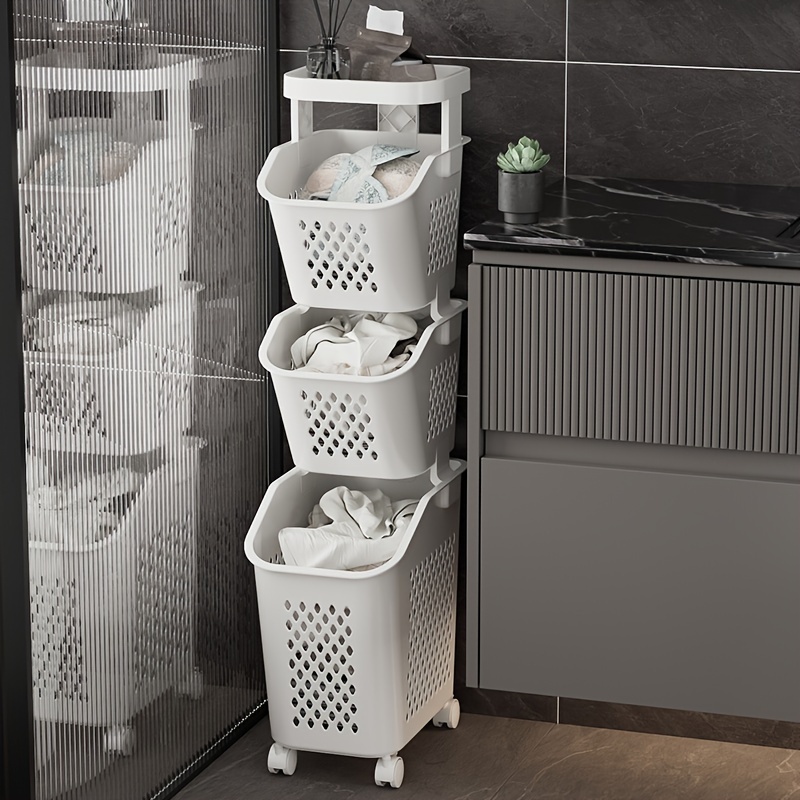 versatile 2 in 1 laundry hamper with detachable trash bin durable plastic perfect for bathroom home storage laundry hamper with lid washer machine portable details 3