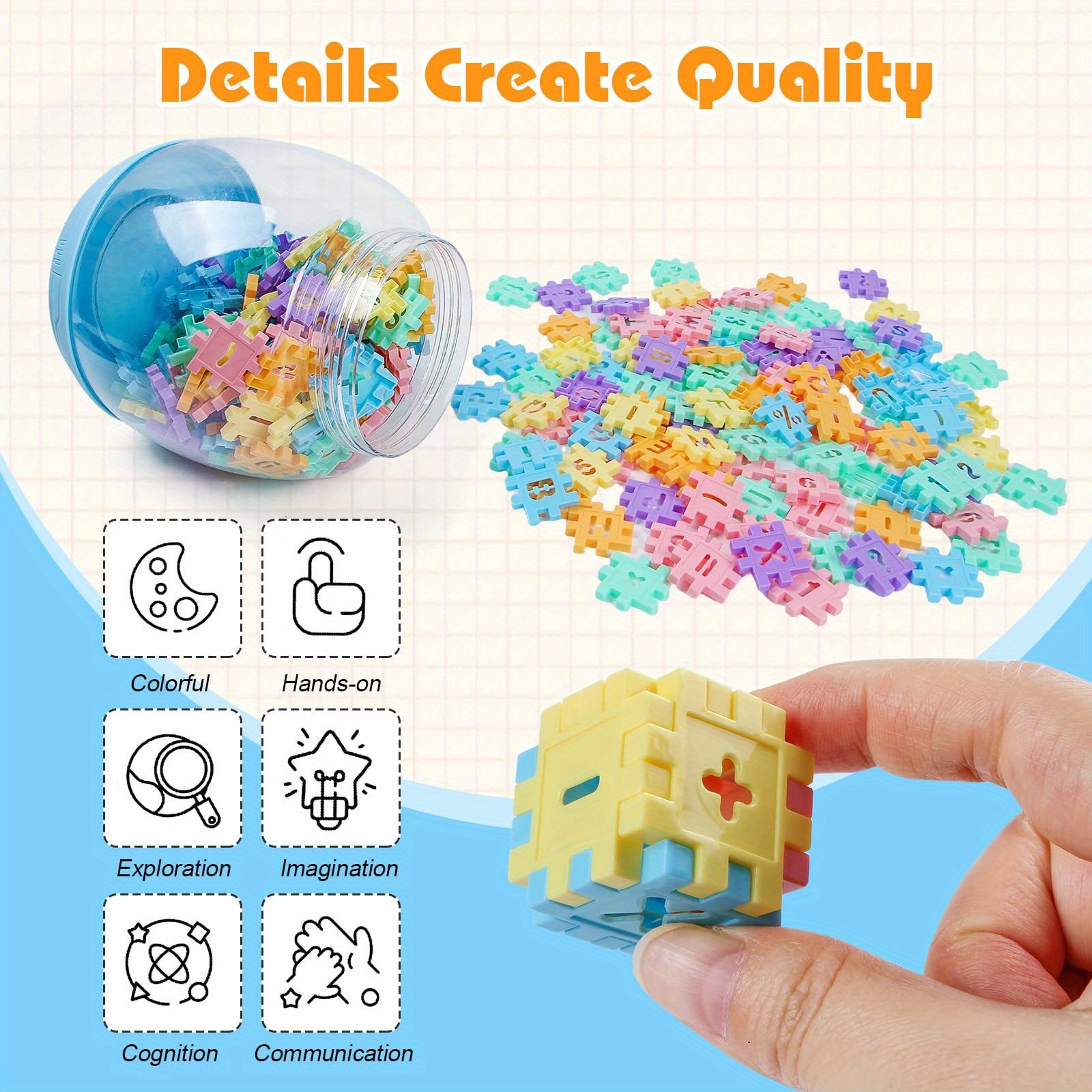 130pcs Kids' Building Blocks Toy Set Educational Creative Connector