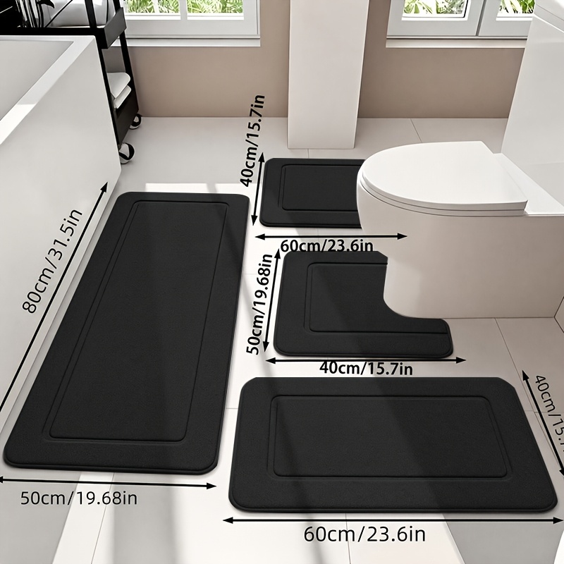 TEMU 4pcs Memory Foam Bath Rugs, Super Absorbent Bath Mats, Quick Water Absorption, Washable, Machine Washable, Quick Drying, Thickened Non-slip Bath