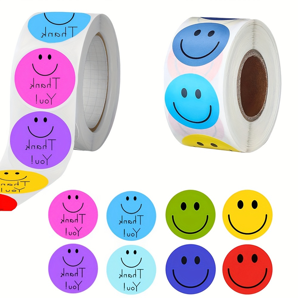 

500pcs/roll Cartoon Face Expression Stickers, Cartoon Labels Scrapbooking Perfect For Learning Rewards Games Holiday Decorative Gift Label