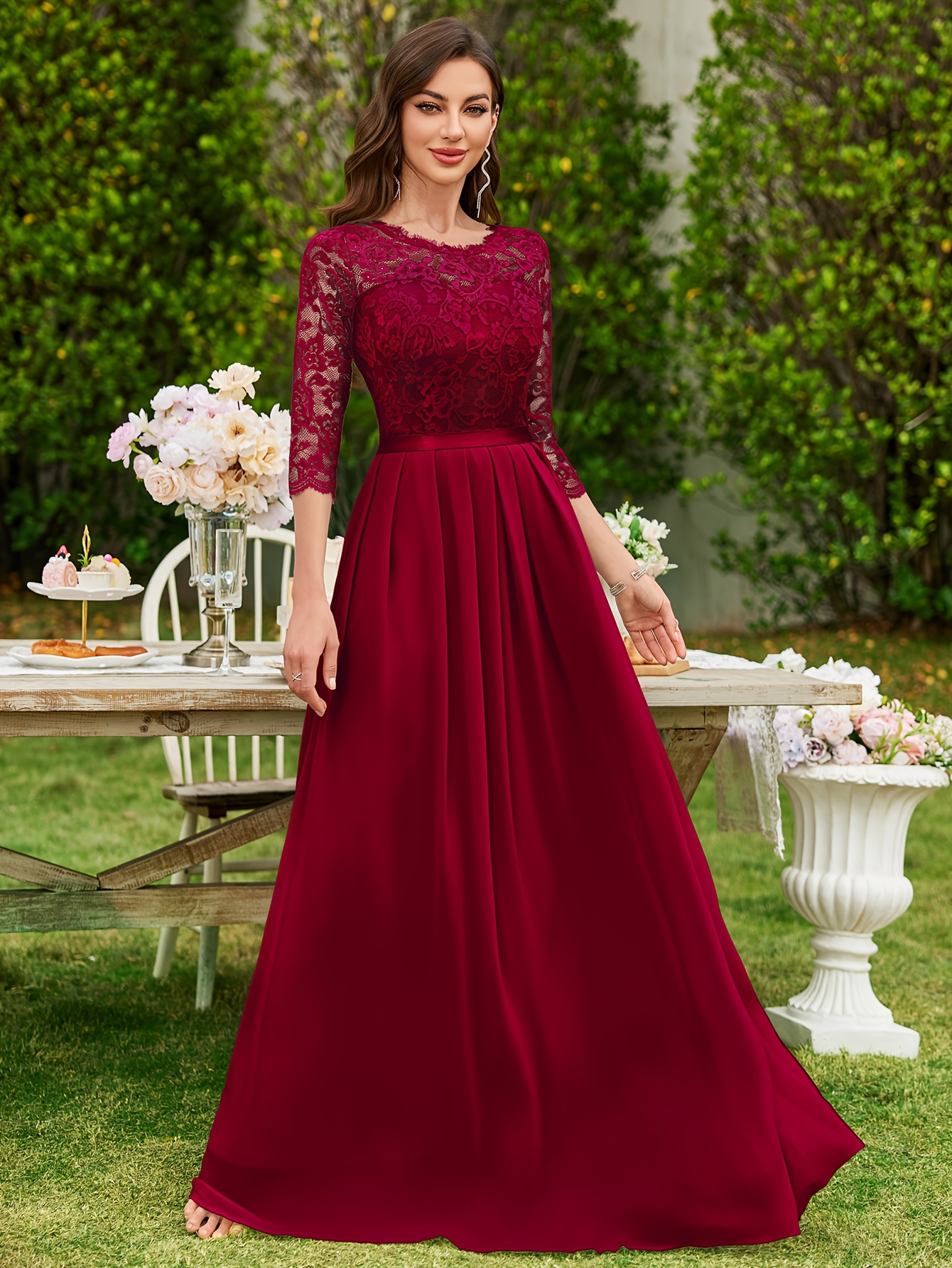 chinese dress ladies Princess Polly Women's Airaella Long Sleeve Lace Minidress - Red main image 1
