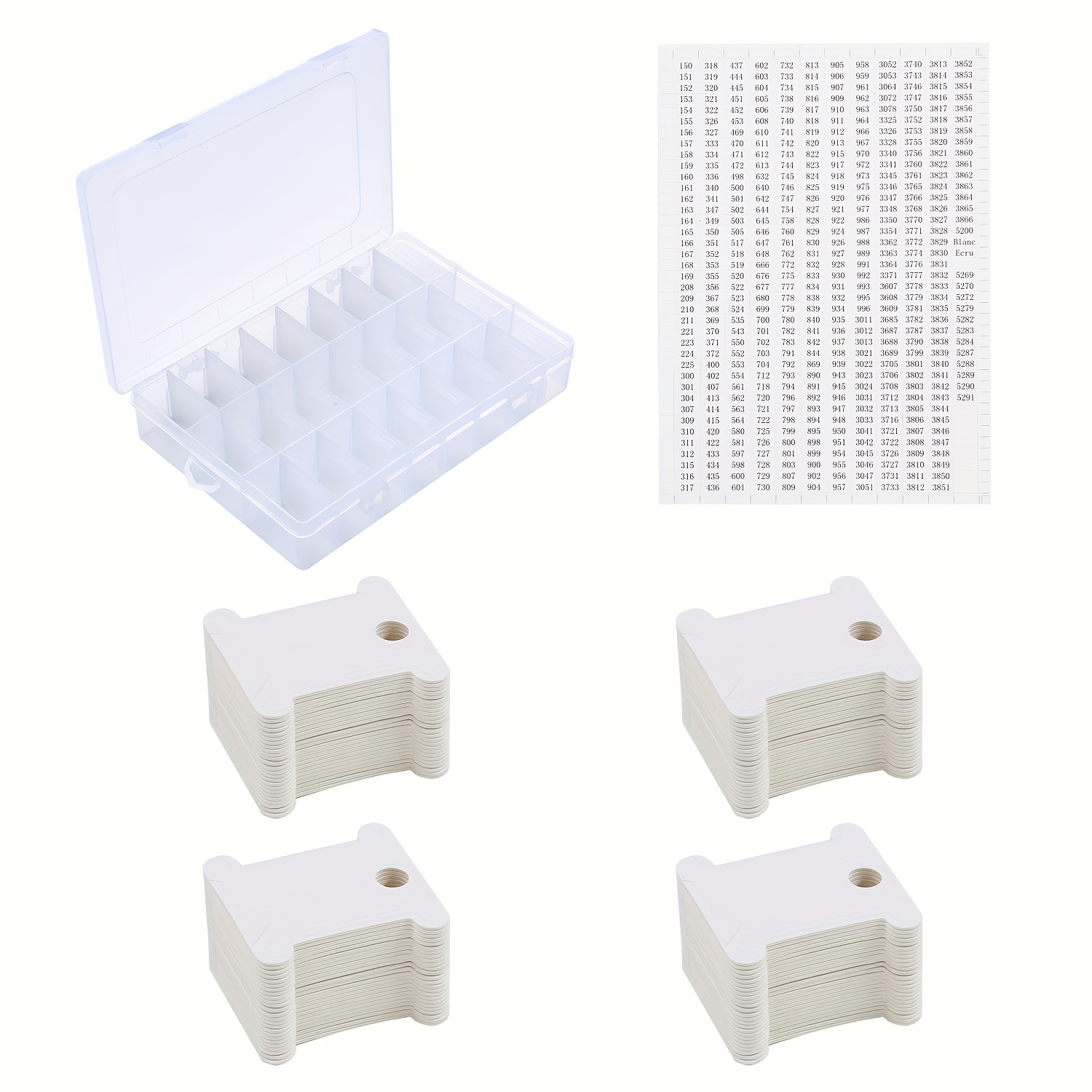 TEMU The Embroidery Floss Storage Box With 60 Paper Bobbins And 2 Stickers For Organizing Threads, Featuring 24 Compartments For Needlework Supplies.