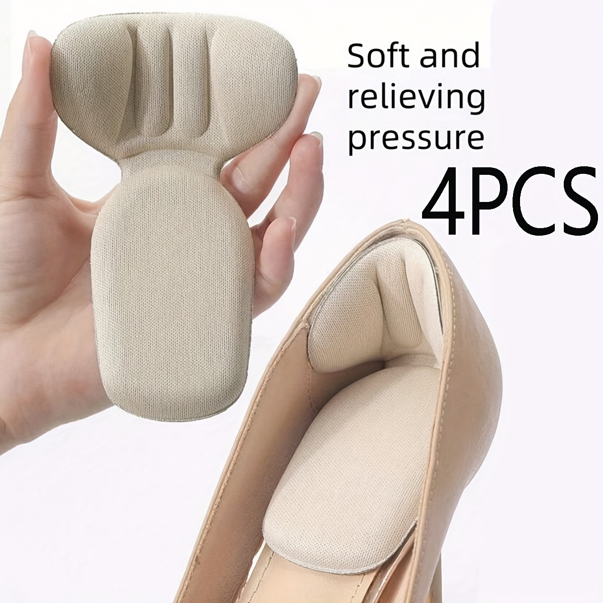 TEMU 4pcs Heel Pads And Insoles, Elastic Shoe Pads, Large Size Shoe Heel Pads, Men And Women Shoe Insoles, Improve Shoe Fit , Prevent Heel Slipping