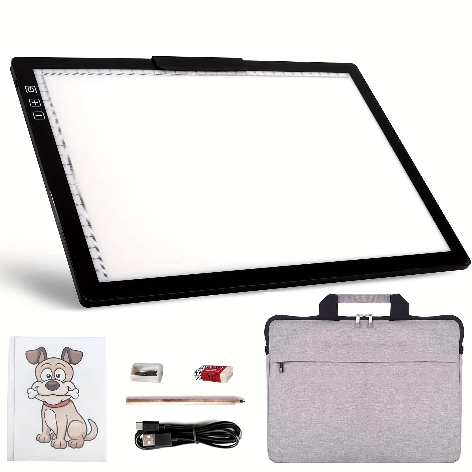 

Rechargeable A4 Light Pad - Tracing Light Box With Carry Bag, Stepless Dimmable 6 Levels Brightness Diamond Painting Light Board, Battery Powered Portable Light Pad For Weeding Vinyl Tracing