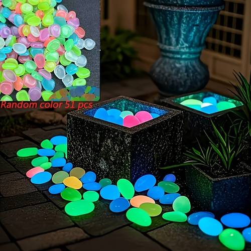 51 oversized glowing pebbles decorations for aquariums wedding venues and gardens create a starry indoor atmosphere and use romantic night outdoors suitable for use throughout random color