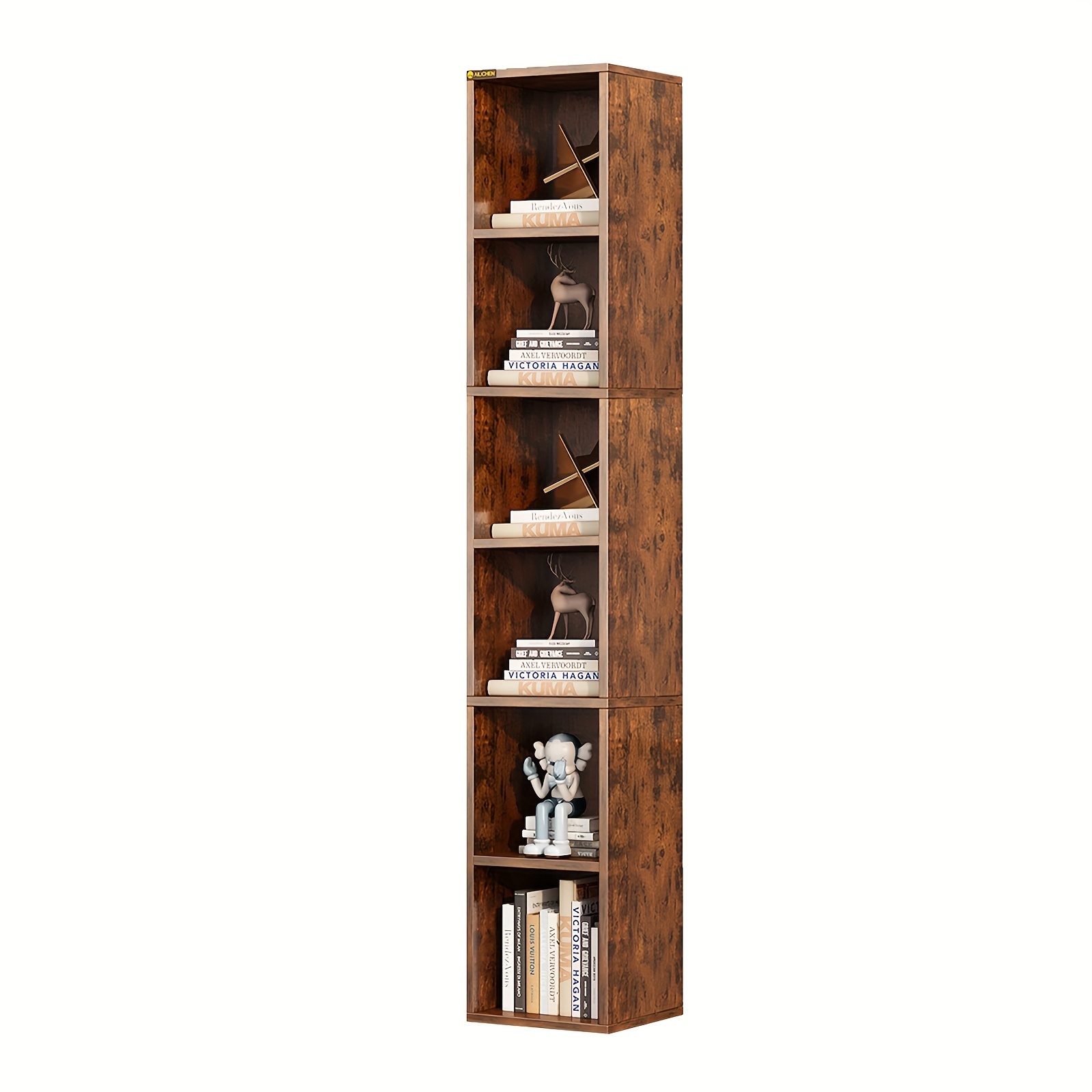 

68.5" Tall Narrow Bookshelf, Modern Wooden Corner Bookcase For Stylish Storage, 6 Organizer Display Shelving For Bedroom, Library, Living Room, Home, Office