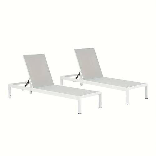outdoor chaise lounge chair set of 2 aluminum adjustable outside chair for pool patio beach yard all weather use uv resistant 400lbs weight capacity