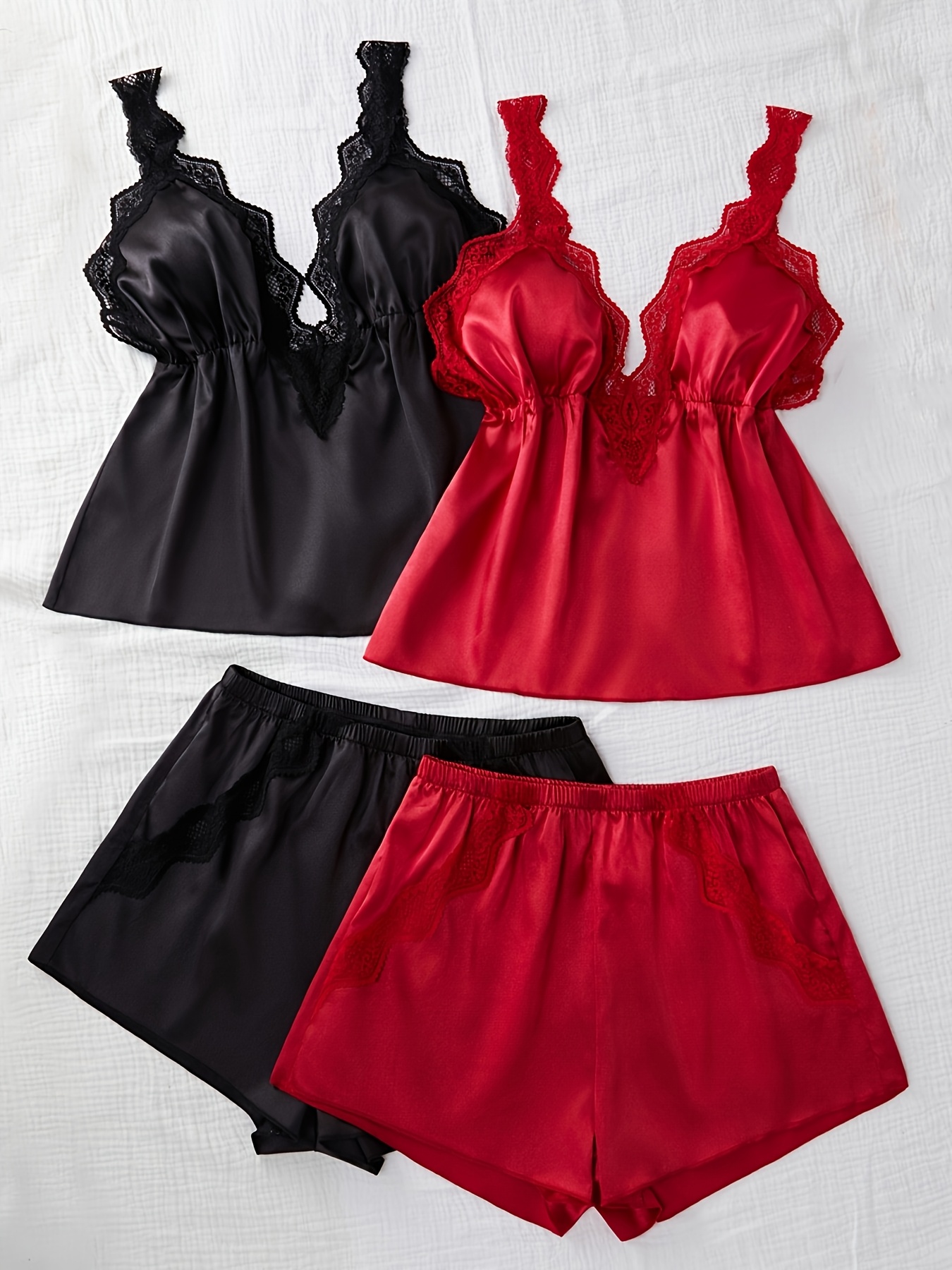 satin red lingerie sold on Temu United States