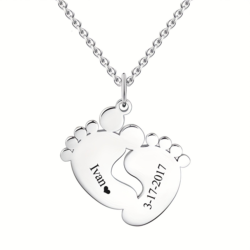 Personalized Custom Name Footprint Pendant Necklace