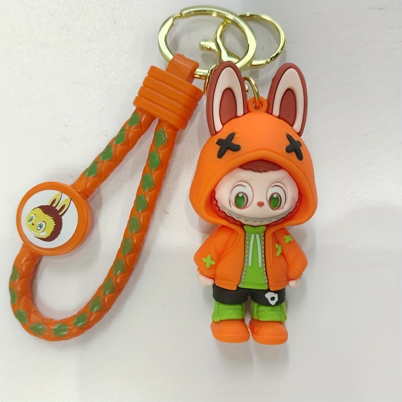 TEMU 1pc Labubu Cartoon Keychain - Character Bag & Car Keyring, Durable Accessory, Unique Couple Gift For Women