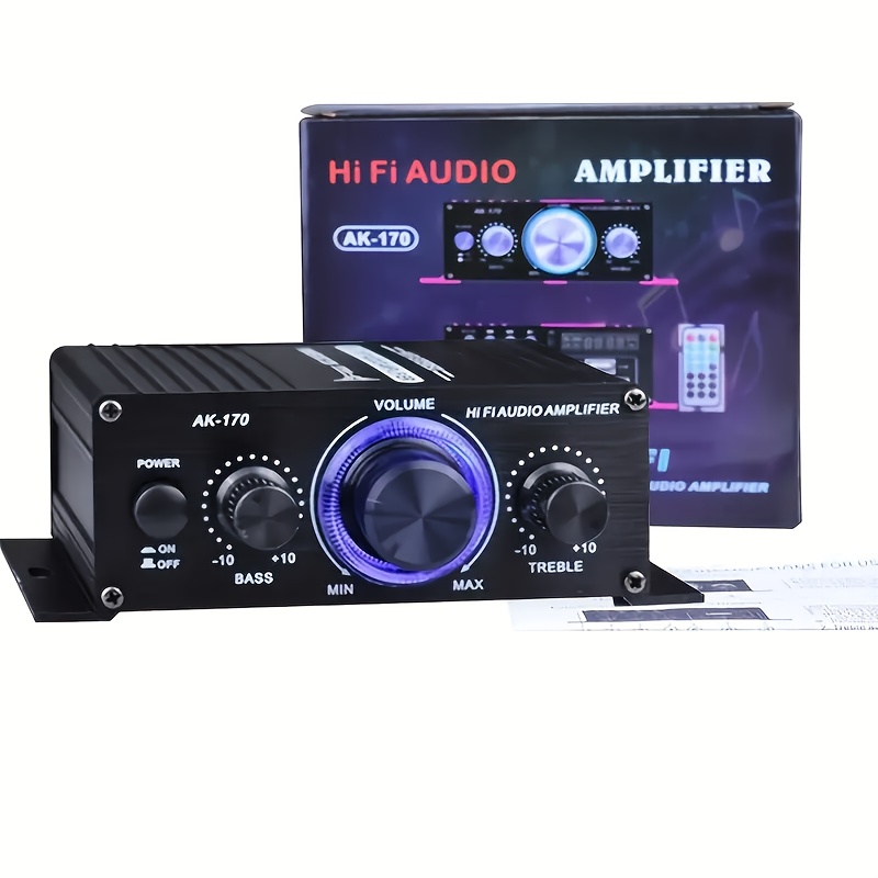 TEMU 400w Mini Car Audio Amplifier - 12v, Hifi Bass & Treble Controls, Powerful For Home, Pc, Car Audio, Tv, Speakers - Fit, Battery Not Included