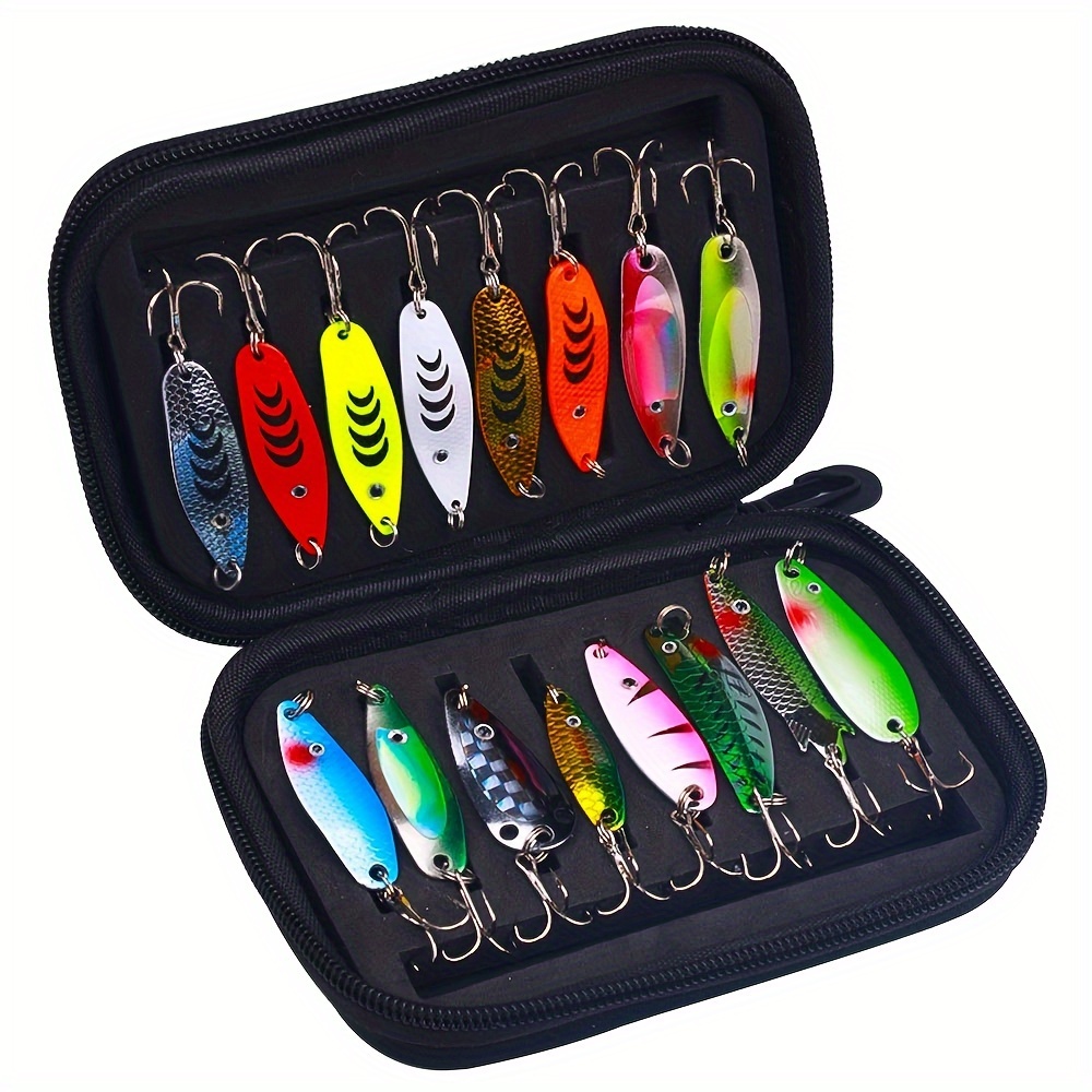 

16pcs Metal Spinner Bait Fishing Lure Artificial Spinnerbait For Pike Bass Trout Fishing With Fishing Bag