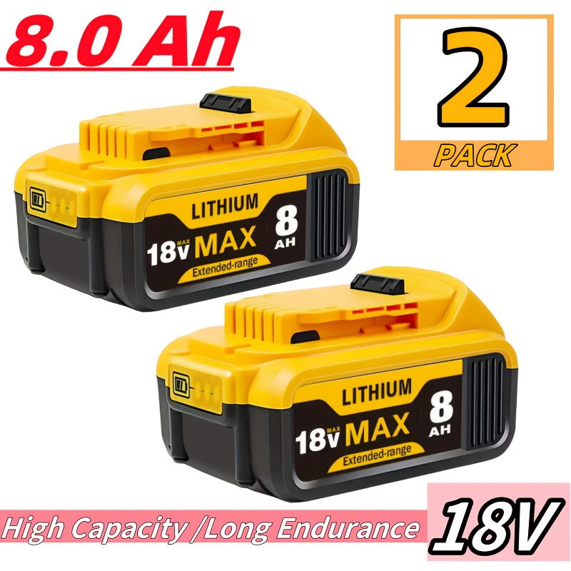 TEMU 2 Pack 18v 8ah Lithium-ion Replacement For 18v 8000mah Dcb185 Dcb186 Dcb187 Dcb181 Dcb200 Dcb180 Dcd/dcf/dcg Series Cordless Power Tools