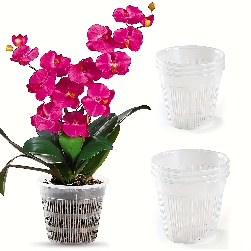 

6-piece Large Transparent Orchid Pots With Drainage Holes - Durable Plastic, Indoor/outdoor Use