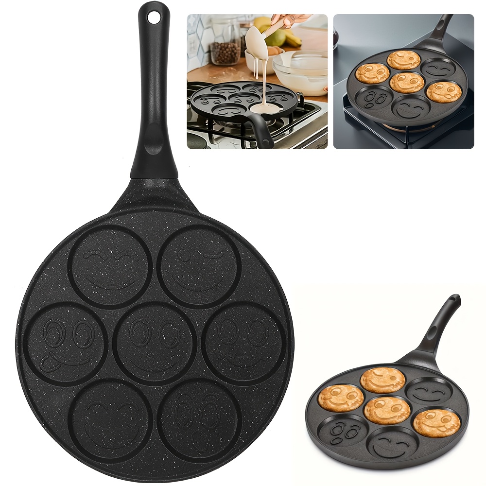 E-shop Face 7-Tassen Antihaft-Bratpfanne - für Eier, Burger und Pfannkuchen | Leicht zu reinigendes Aluminium-Kochgeschirr