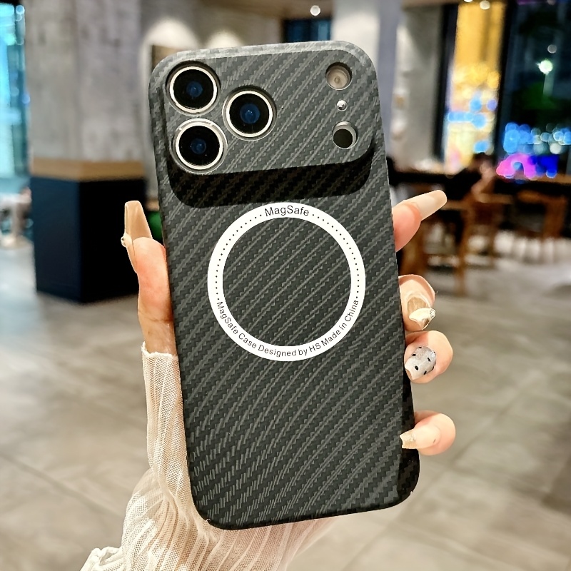 TEMU Phone Case: New Carbon Fiber Striped Pattern Phone Case, Suitable For Iphone 17/17 Air/17 Pro/17 Pro Max, Supports , Lens Protection, Matte