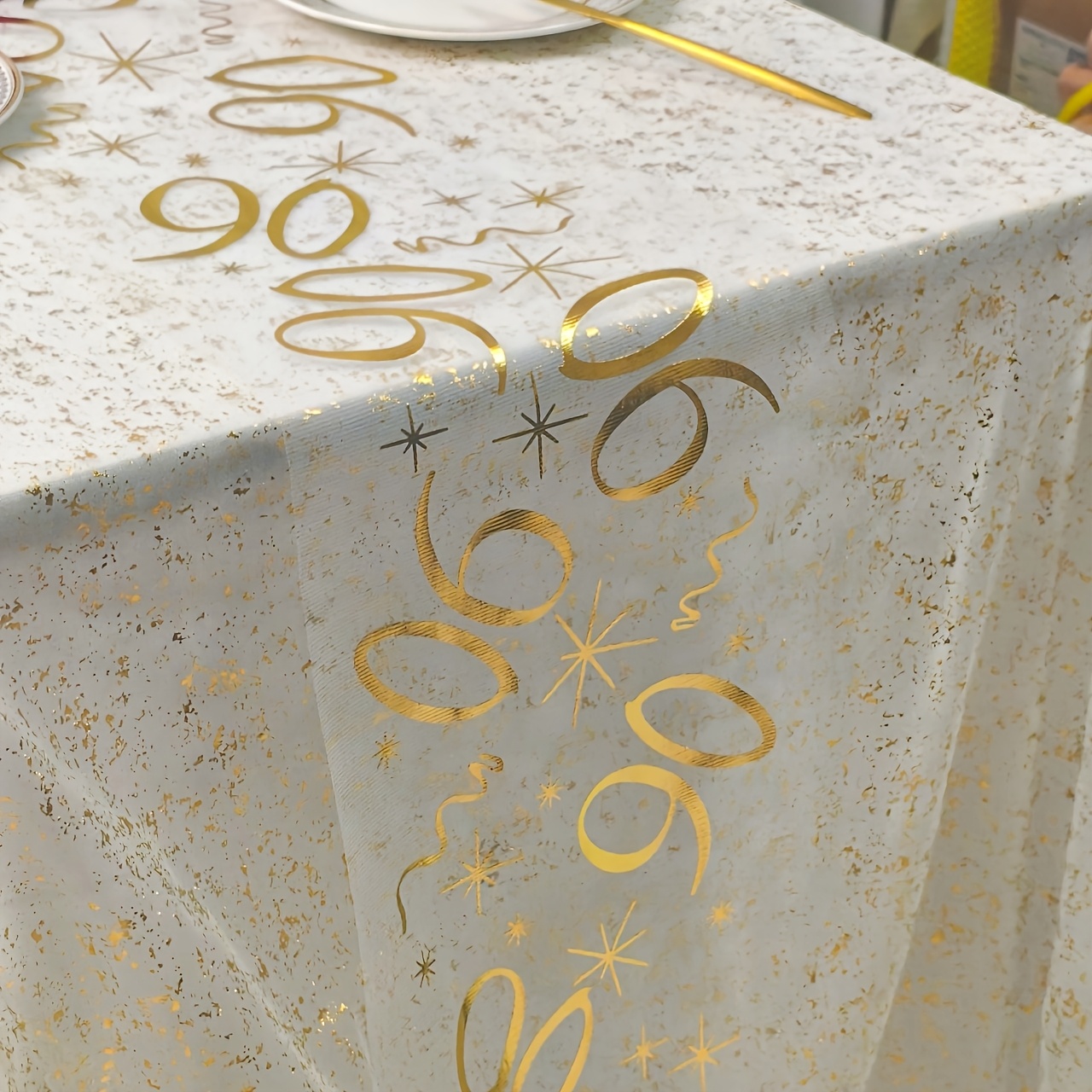 TEMU Un rouleau de drapeau de table doré pour anniversaire numéro 90, durable et à l', parfait cadeau idéal sur le thème de l'anniversaire, coupé,