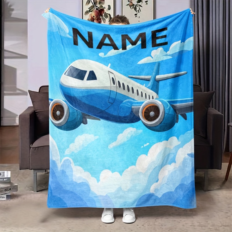 

Custom Name Airplane Fleece Blanket, Contemporary Style, Colors, , Polyester, , Knitted, 200-250g Square, Home & Kitchen Bedding, Lightweight Throw, Nap Blanket