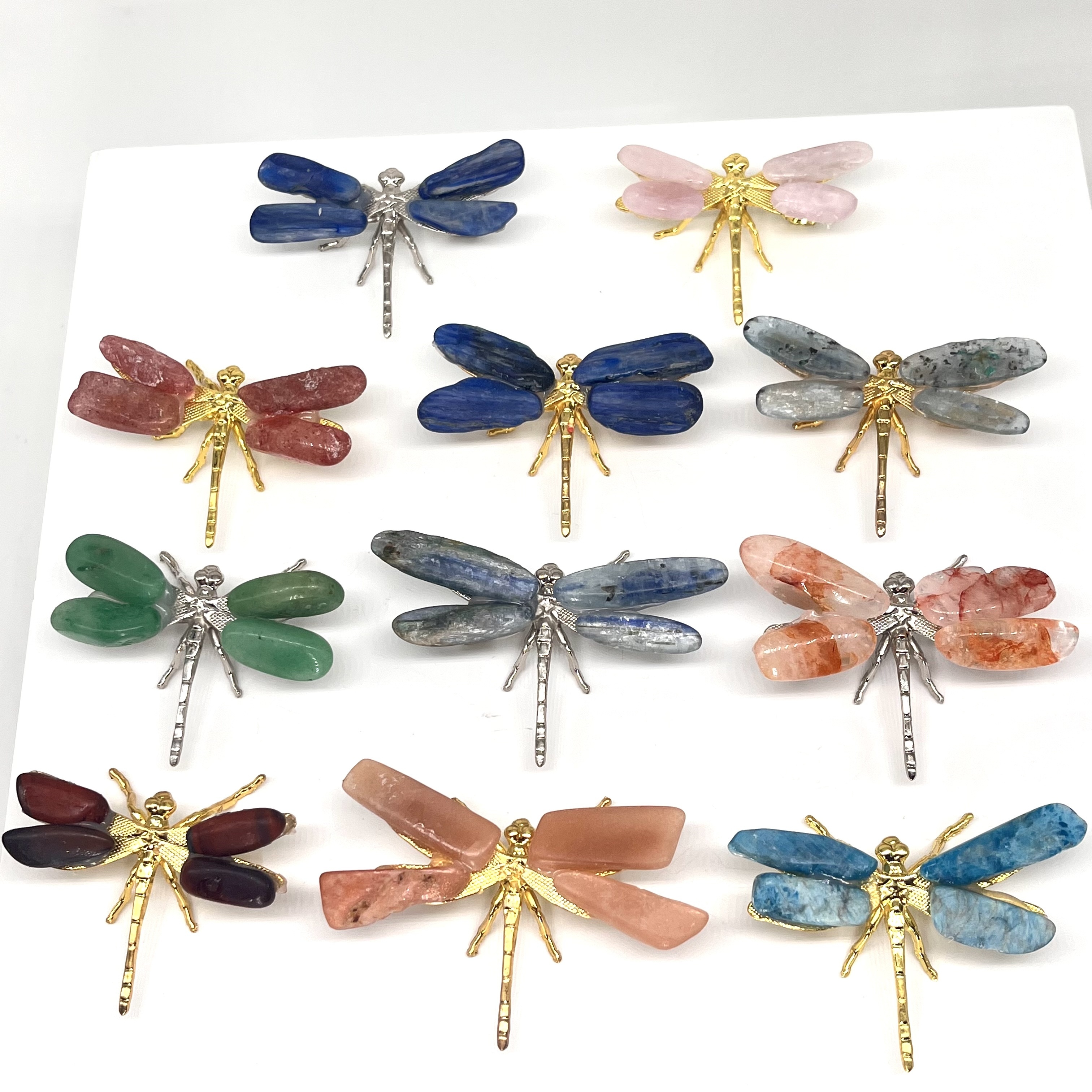 

1pc 50mm-55mm Natural Crystal Gemstone Dragonfly Carving