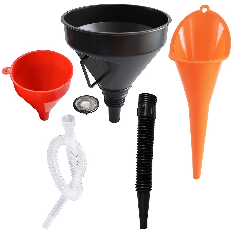 Image of 3pcs Of Multi Refueling Funnel With Filter And Telescopic Tube For Cars, Motorcycles, Gasoline, Plastic, Long Nozzle Funnel